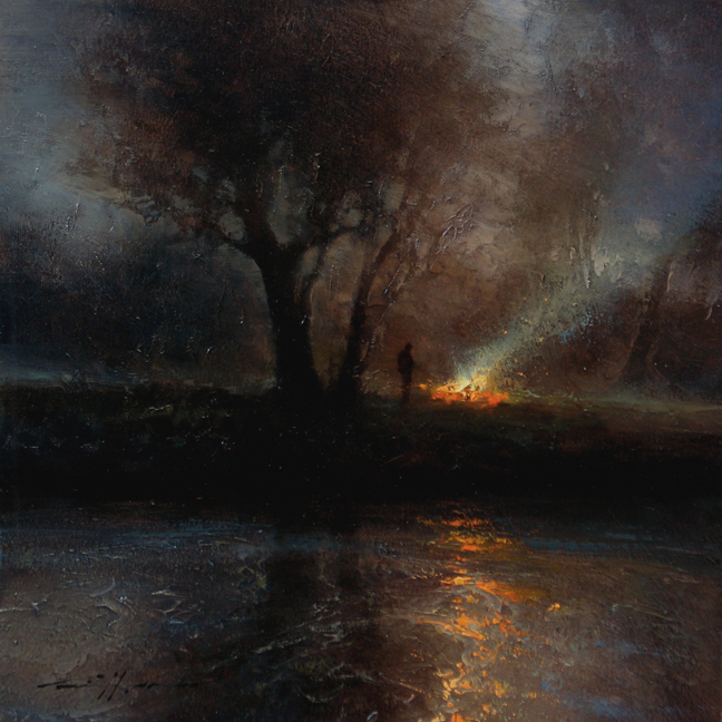 Brent Cotton Nightfall on the Pond from Internet