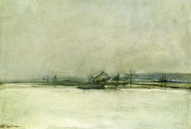 John Henry Twachtman Winter Landscape with-Barn