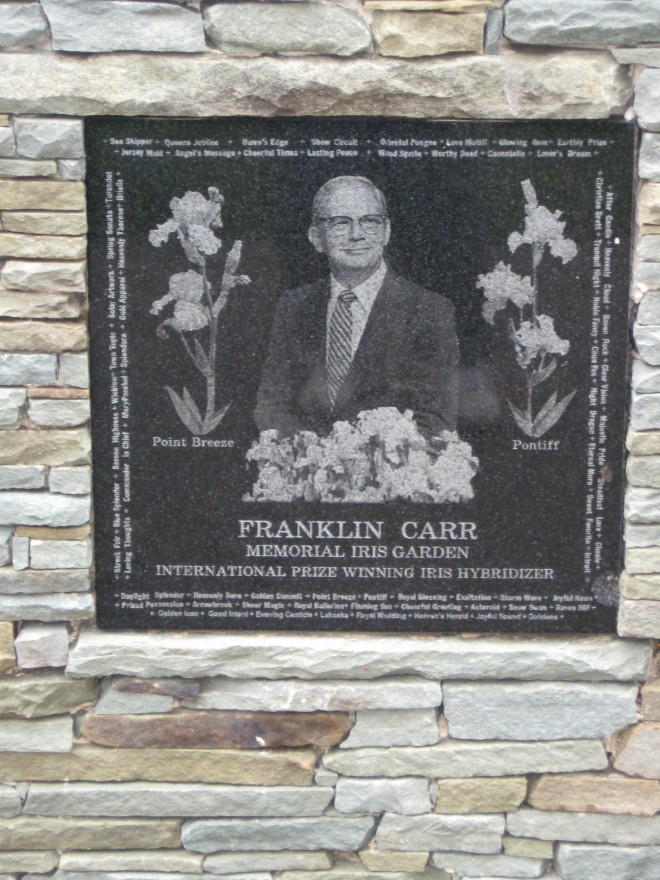 Bordentown Franklin Carr Iris Hybridizer plaque